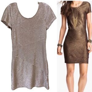 Free People Sz Sm Gold Metallic Mini Cocktail Dress